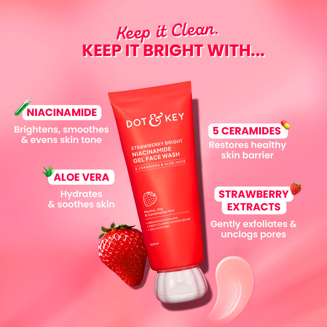 Dot & Key Strawberry Bright Niacinamide Gel Face Wash 100ml