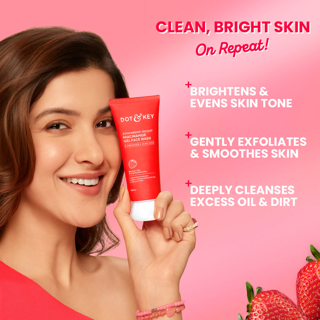 Dot & Key Strawberry Bright Niacinamide Gel Face Wash 100ml