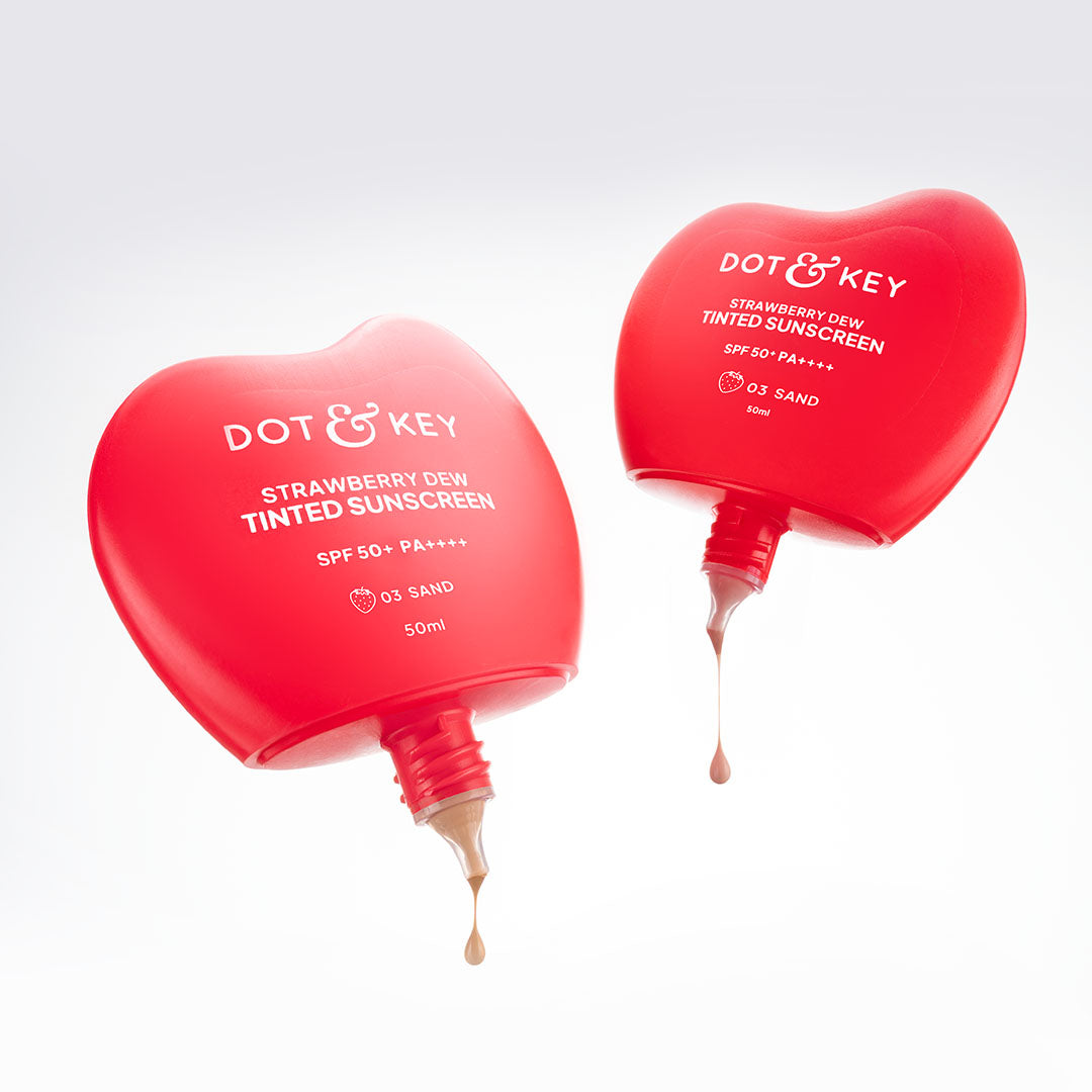 Dot & Key Strawberry Dew Tinted Sunscreen SPF 50+ Sand Pack of 2 100g
